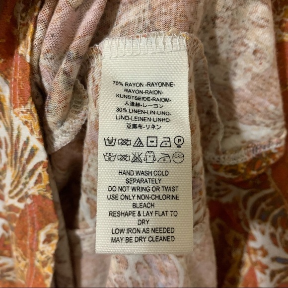 Free People Fall Orange Floral Patterned Tunic Top - Picture 7 of 8